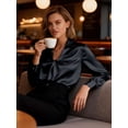 thumbnail image 3 of Deago Women's Long Sleeve Satin Blouse Twist Front Business Casual Dressy Elegant Shirts Office Work Tops (Black, M), 3 of 9
