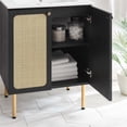thumbnail image 6 of Pemberly Row 24" Wood & Rattan Bathroom Vanity in Black/White, 6 of 16