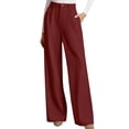 thumbnail image 2 of Womens Wide Leg Dress Pants Business Casual Flowy Work Palazzo Pants High Waisted Slacks Trousers Wine Red L, 2 of 10