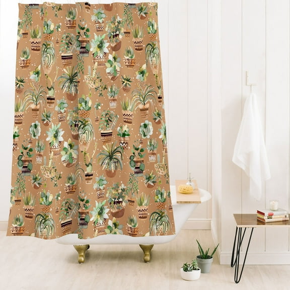 Society6 Ninola Design Home Plants Love Clay Pots Shower Curtain 71" x 74"