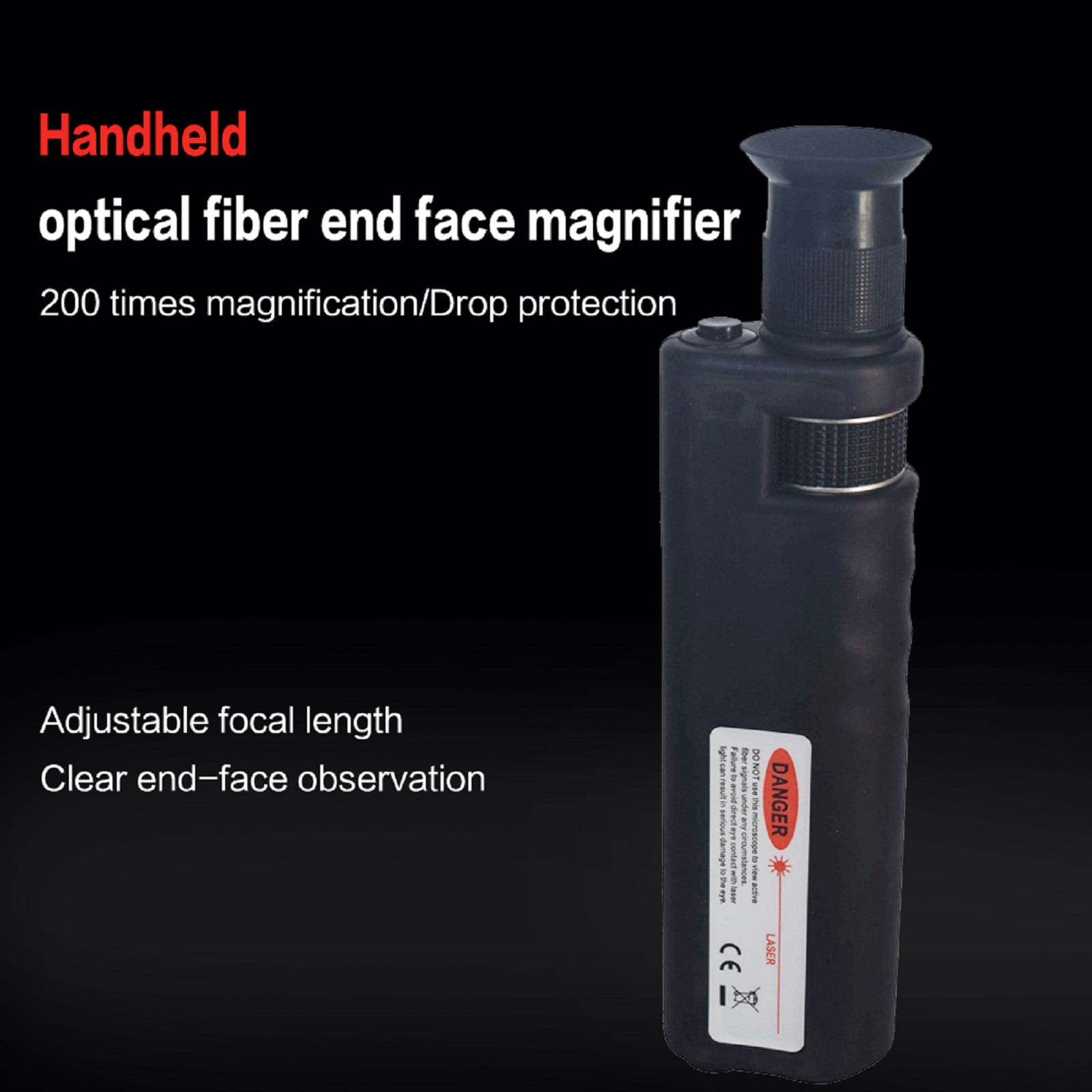 200x Handheld Fiber Optic Microscope Inspection Tool with 1.25mm/ 2.5mm Adapter, Fiber Cable Microscope Detector