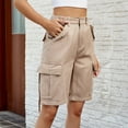 thumbnail image 5 of 2025 Jean Shorts Womens Cargo Shorts Bermuda Shorts Summer High Waisted Denim Long Shorts Wide Leg Knee Length Plus Size Ladies Hiking Shorts with Pockets 9 Inch Clearance Khaki S, 5 of 8