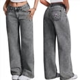 thumbnail image 3 of Jeans Rectos para Mujer, Cintura Alta, Pierna , Holgados, Elásticos, Estilo Boyfriend, Holgados, para Mujer Lavar la Ceniza S, 3 of 8