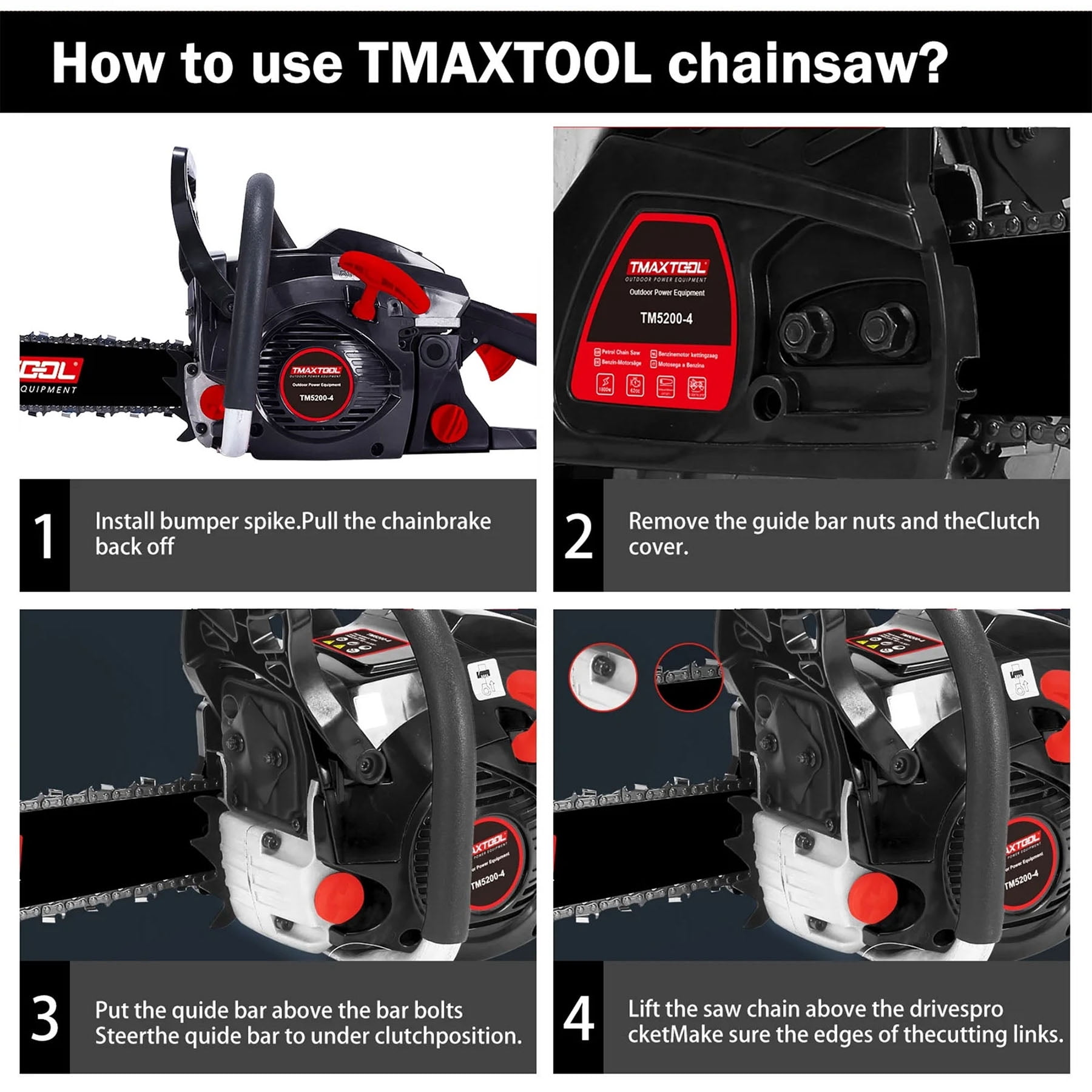 S-HOME 62CC Gas Chainsaw With Ergonomic Handle And 20 Inch Guide Plate Perfect For Pruning And Sawmill Operations