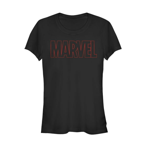 Junior's Marvel Classic Outline Logo  Graphic Tee Black Medium