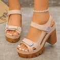 thumbnail image 2 of Rokment Platform High Heels Walking Work Sandals for Women 2026 Summer Fashion Comfortable Extra Chunky Block Heeled Ankle Strap Casual Dress Sandals Khaki Size 8.5, 2 of 6