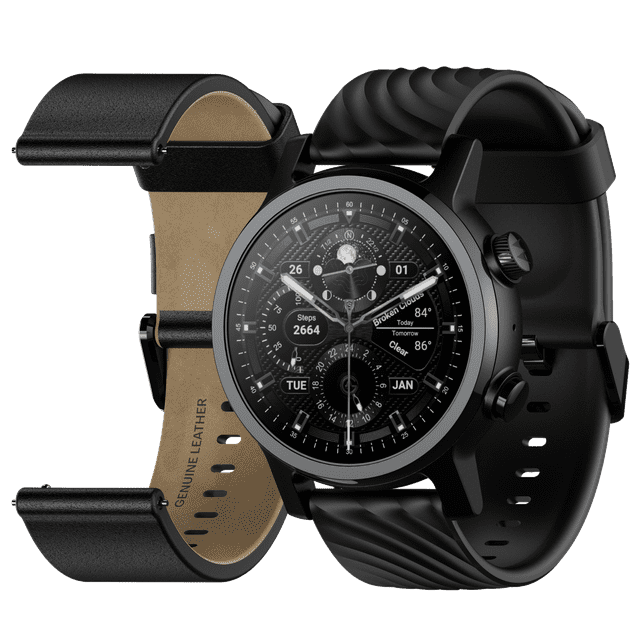 Moto 360 3rd Gen 2020 - Wear OS by Google - The Luxury Stainless Steel Smartwatch with Included Genuine Leather and High-Impact Sports Bands - Phantom Black