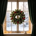 thumbnail image 6 of Artificial Cypress Christmas Wreath Pinecone Red Berry Front Door Hanging Holiday Decor, 6 of 6