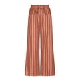 thumbnail image 5 of LEBONYARD Womens Pants Wide Leg,Women Plus Size Cotton Linen Wide Leg Trouser,Women's Summer High Waisted Wide Leg Pants Stripe Matching Yoga Gym Long Pants Orange XXL, 5 of 5