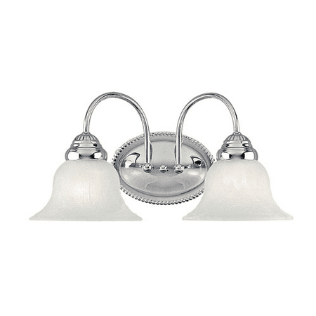 

Bathroom Vanity 2 Light With White Alabaster Glass Chrome size 8.75 in 200 Watts - World of Crystal