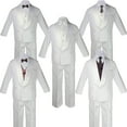 thumbnail image 1 of Boys White Satin Shawl Lapel Suits Tuxedo BROWN Satin Bow Necktie Vest Set SM-20, 1 of 5