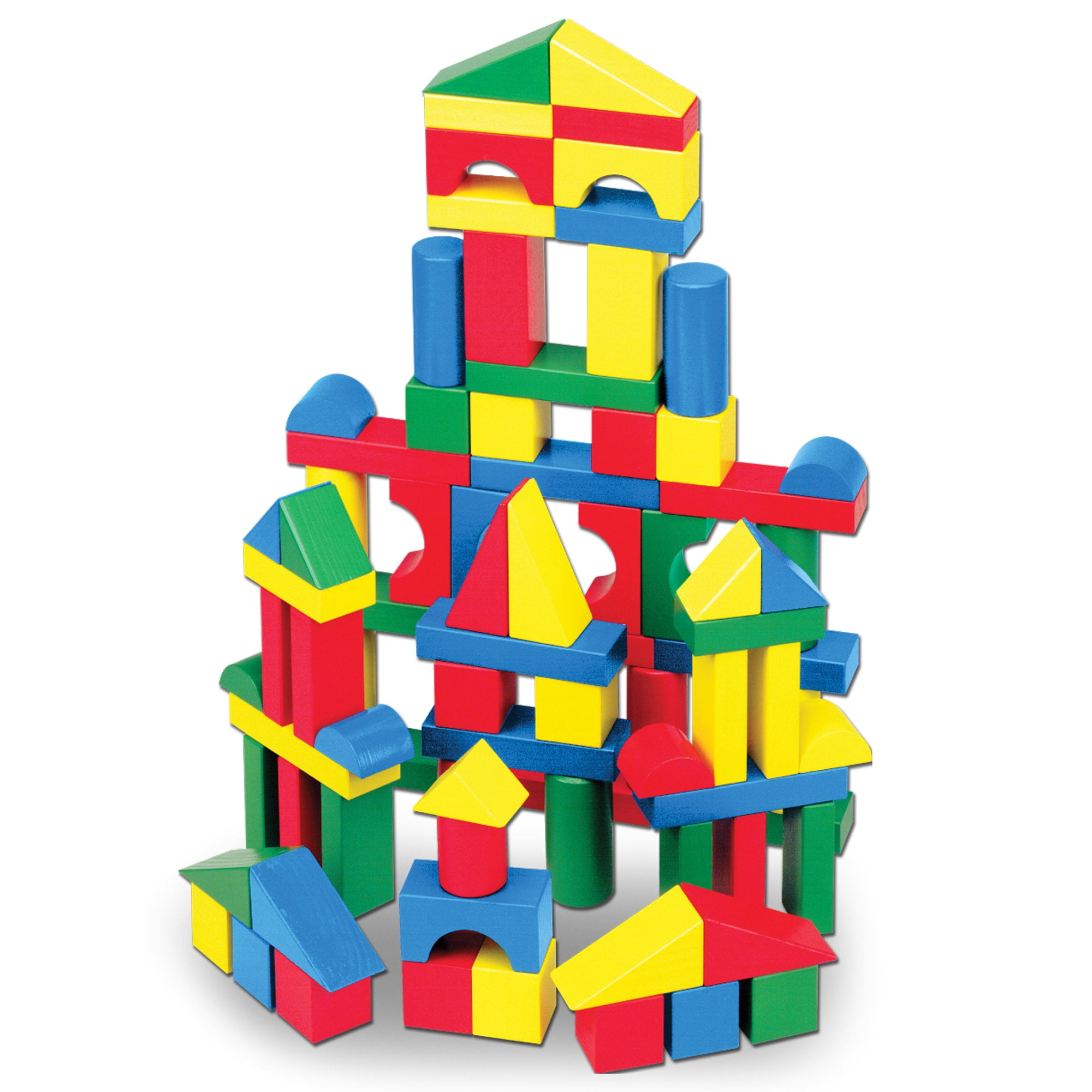 LEO & FRIENDS 120 Pieces Wooden Construction Building Blocks Set for Kids-Building Planks Set for Boys and Girls