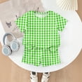 thumbnail image 3 of Grblisyd Girls Summer Outfits Casual Plaid Cute Short Sets Loose Short Sleeve T Shirts Top and Shorts Athletic Clothes Green 3-4Y, 3 of 6