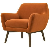 Pemberly Row Mid Century Modern Luxury Accent Velvet Armchair in Burnt Orange