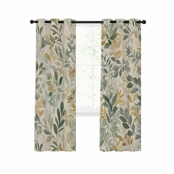 Sage Green Yellow Botanical Blackout Curtains 96 Inches Long for Bedroom, Spring Summer Vintage Thermal Insulated Room Darkening Black Out Window Curtain Panels Grommet Drapes for Living Room