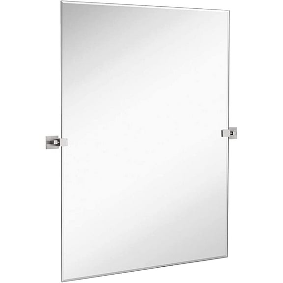 Hamilton Hills 30x40"" Brushed Chrome Pivot Wall Mirror | Frameless Bathroom Mirror