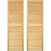 AWC Exterior Wood Window Shutters Louvered 15"wide x 59"high Unfinished Pine, One Pair
