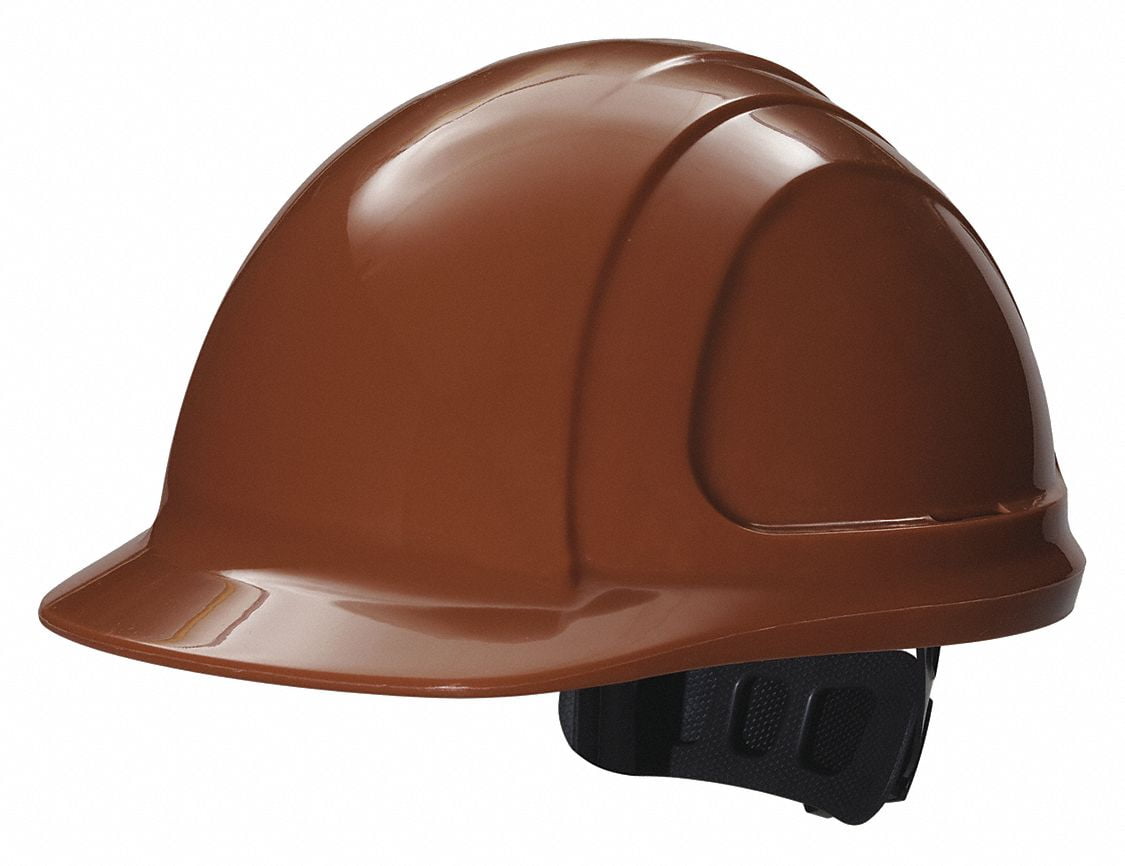 Front Brim Hard Hat, 4 pt. Ratchet Suspension, Brown, Hat Size 61/2 to 8