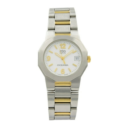Esq Steel Watch - Pre-Owned ESQ Movado Oceania TwoTone Stainless Steel Quartz Womens Watch 07100701