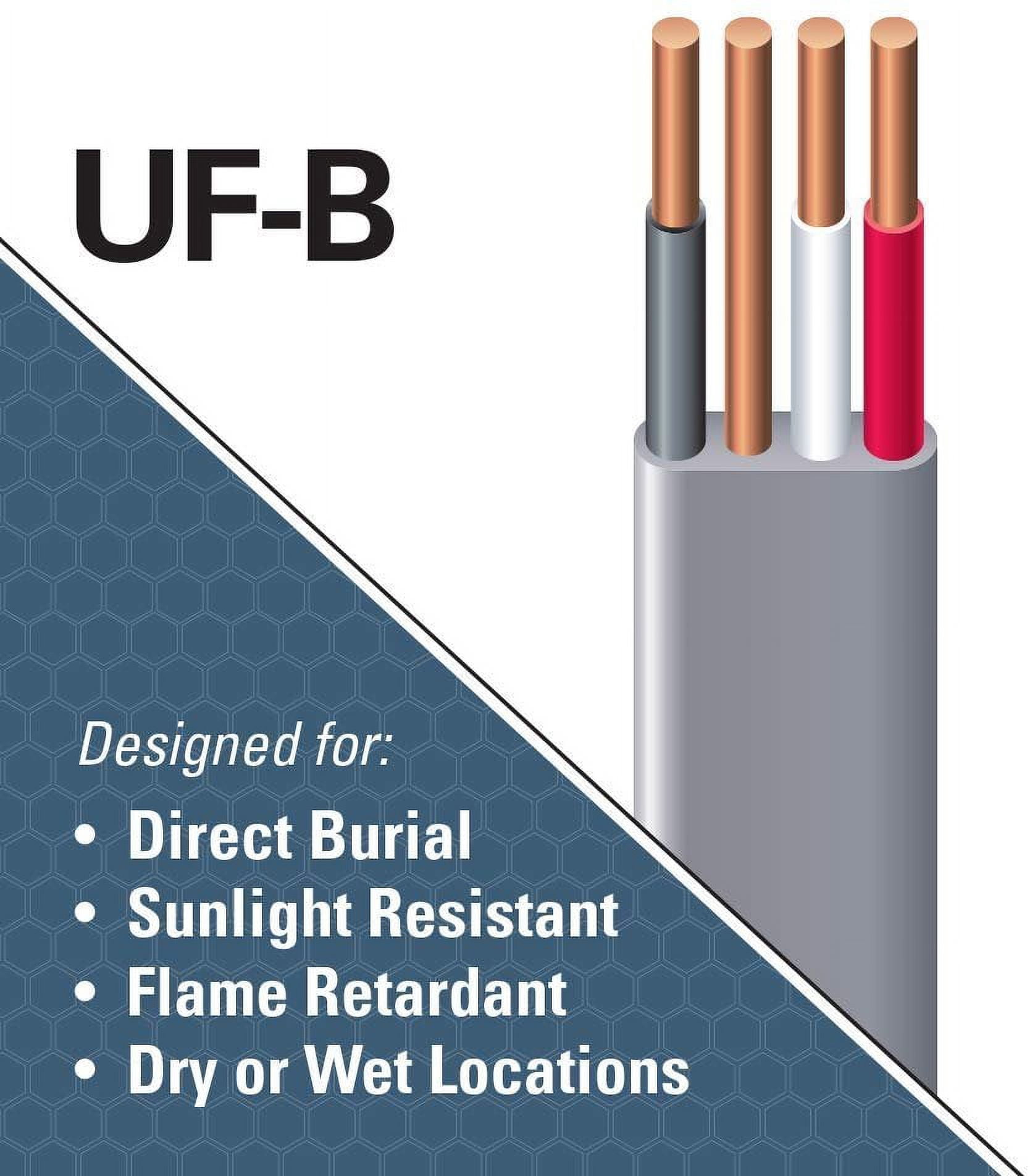 Southwire Romex SIMpull 10/3 UF-B Building Wire - Copper, PVC Jacket - 50 Ft — Indoor & Outdoor Use, NEC-Compliant