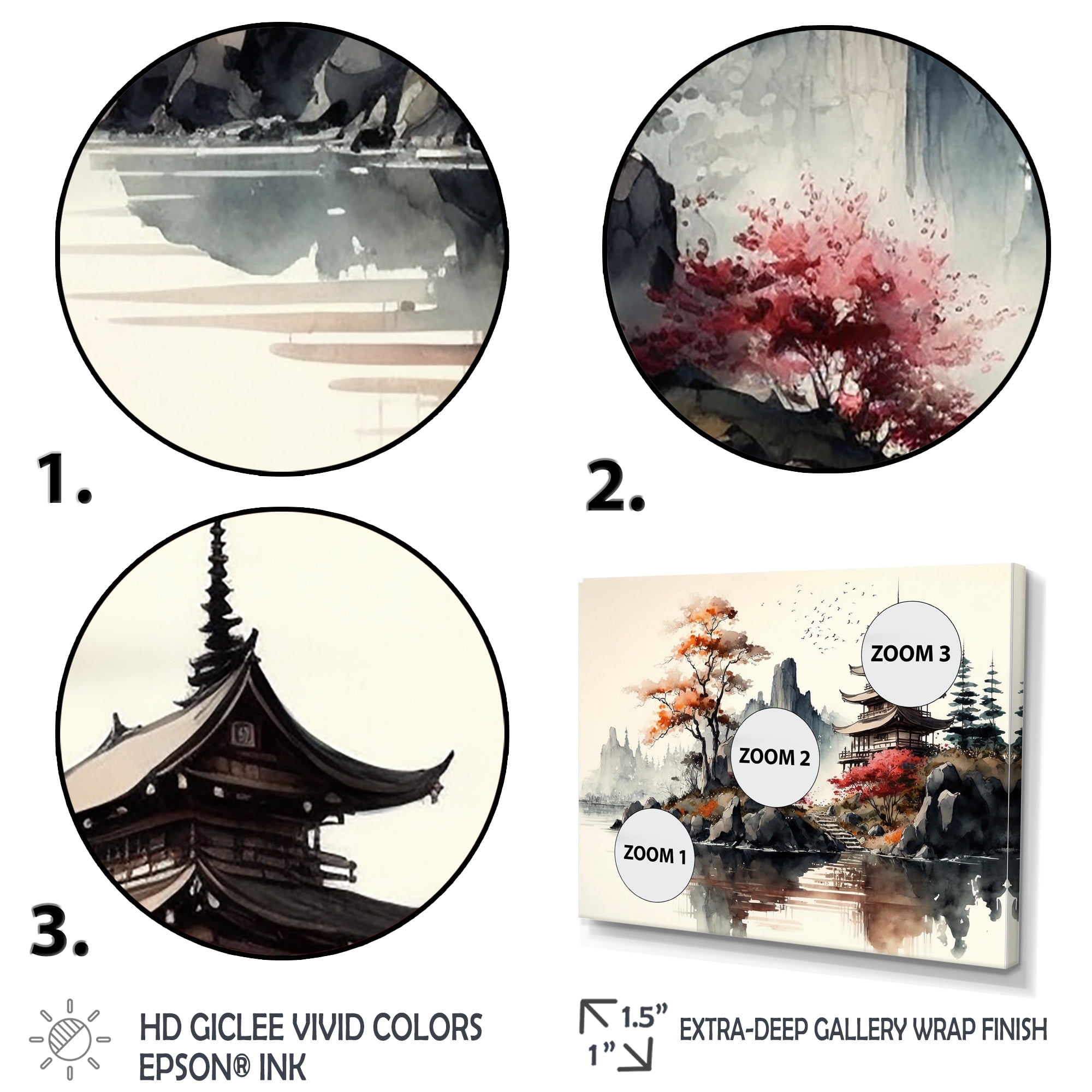 Designart Watercolor Japenese Landscape I Canvas Wall Art