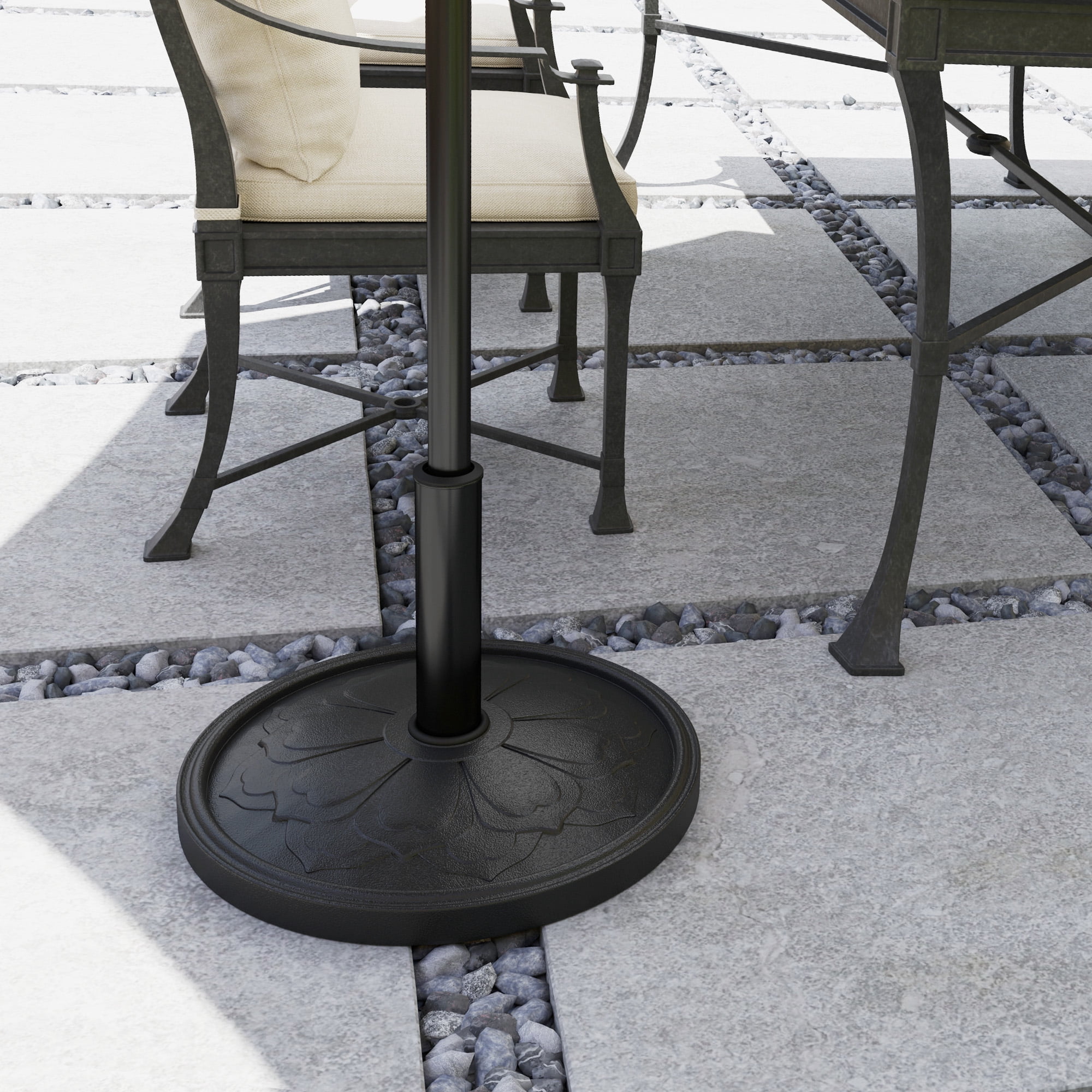 Outsunny Round Patio Umbrella Base, 26 lbs Resin Umbrella Stand Base, Patio Umbrella Stand for 1.3"/1.5"/1.9" Poles for Outdoor Lawn Poolside, Black