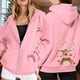 thumbnail image 2 of WILLBEST Sudadera Deportiva para Mujer Ladies' Christmas Printed Zipper Long Sleeved Pocket Drawstring Casual Hooded Sweatshirt 2071 Mediana, 2 of 8