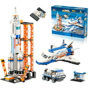 City Space Shuttle and Space Rocket Toy Building Blocks Set, Cool Spaceship Toy for Kids, Astronaut Roleplay STEM Toy for Boys and Girls (1091 Pieces)