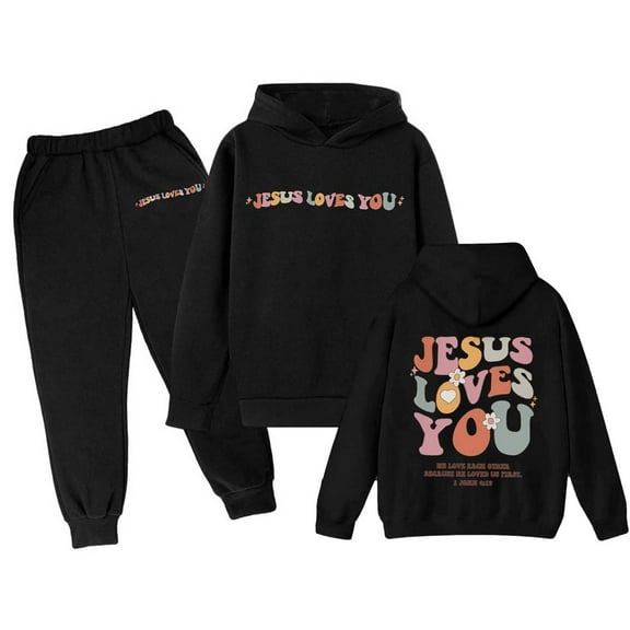 Tiweut 2 Piece Outfits for Girls Hooded Teen Oversize Long Sleeve Tops and Sweatpants Relaxed Fit Girl's Clothes Suits 3-4 Y