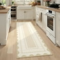 thumbnail image 2 of HIWEAVER Beige 2' x 6' Washable Scalloped Bordered Pattern Runner for Kitchen Geometric Indoor Throw Carpet ​Modern Non-Slip Foldable Doormat for Hallway Farmhouse Dorm Home Decor, 2 of 7