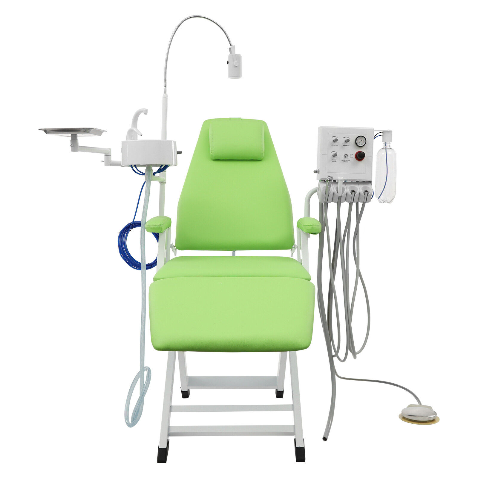 Portable Dental Chair with Tray+Spittoon+Hanging Turbine+LED Light Foldable 66.93*24.41in