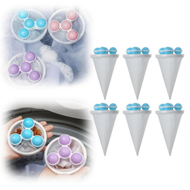 Filtre à Cheveux Flottant 2024 Nouveau Collecteur de Poils d'Animaux Attrape-Peluches pour Machine à Laver Réutilisable Outil de Capture de Poils Sac en Maille Flottant (Bleu 3 Pcs Bouteilles de Nettoyage)