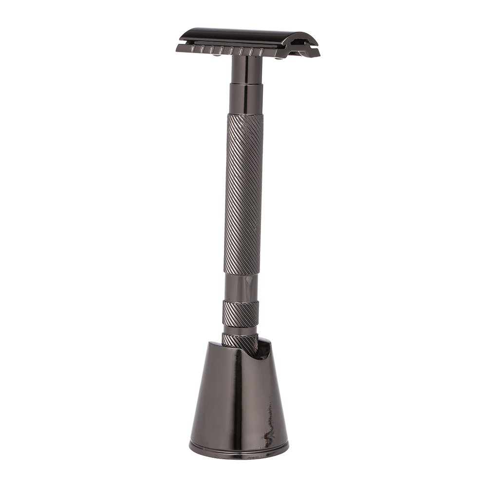 Double Edge Safety Razor Kit with Stand Base For Men Face Cleaning