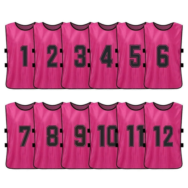 12 PCS Adults Soccer Pinnies Quick Drying Football Team Jerseys Youth Sports Scrimmage Soccer Team Training Numbered Bibs Practice Sports Vest