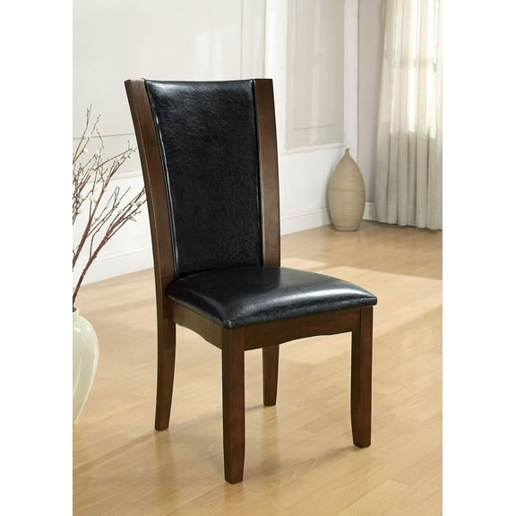 Modern Dark Cherry And Brown 2pcs Dining Room Chairs Leatherette Padded Comfort Side Chairs Kitchen