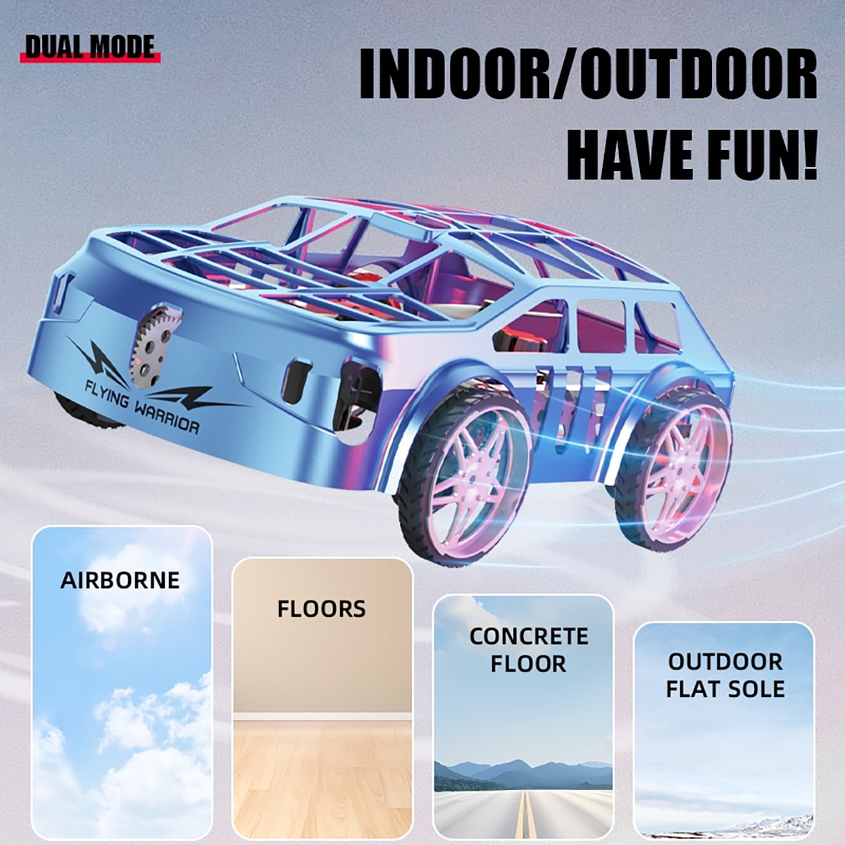 Flying Remote Control Car, 2-in-1 Mini RC Drone & Flying Car with One Key Take Off/Landing, LED Lights for Kids Birthday Gifts
