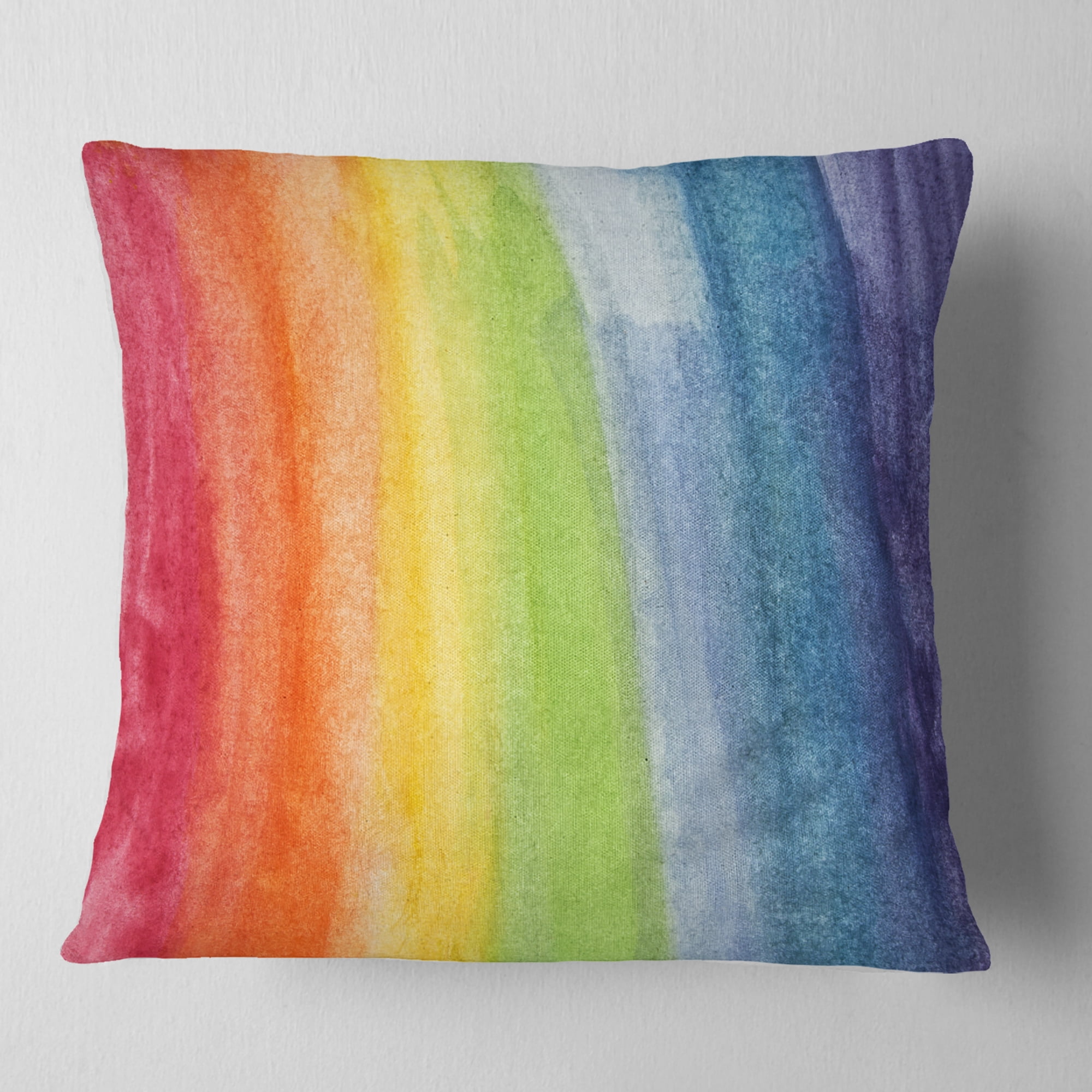 Designart Flowing Rainbow Colors - Abstract Throw Pillow - 16x16