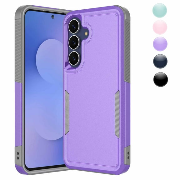 Galaxy S25 FE 5G Case,Sturdy Phone Case for Samsung S25 FE 5G 2025 6.7 inch,Njjex Shockproof Protection Heavy Duty Armor Hard Plastic & Rubber Rugged Bumper 2-in-1 Case Cover-Purple