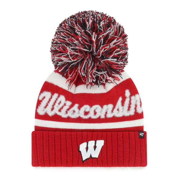 Women's '47  Red Wisconsin Badgers Spirited Cuffed Knit Hat with Pom
