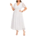 thumbnail image 3 of Vestido Pinup Fashion para mujer, talla grande, maxi de gasa blanca, 3 of 7