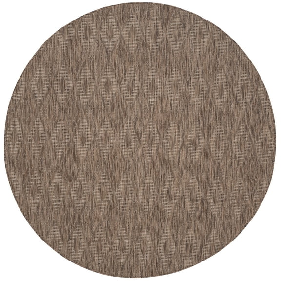 SAFAVIEH Courtyard Teodor Geometric Indoor/Outdoor Area Rug, Brown/Brown, 5'3" x 5'3" Round