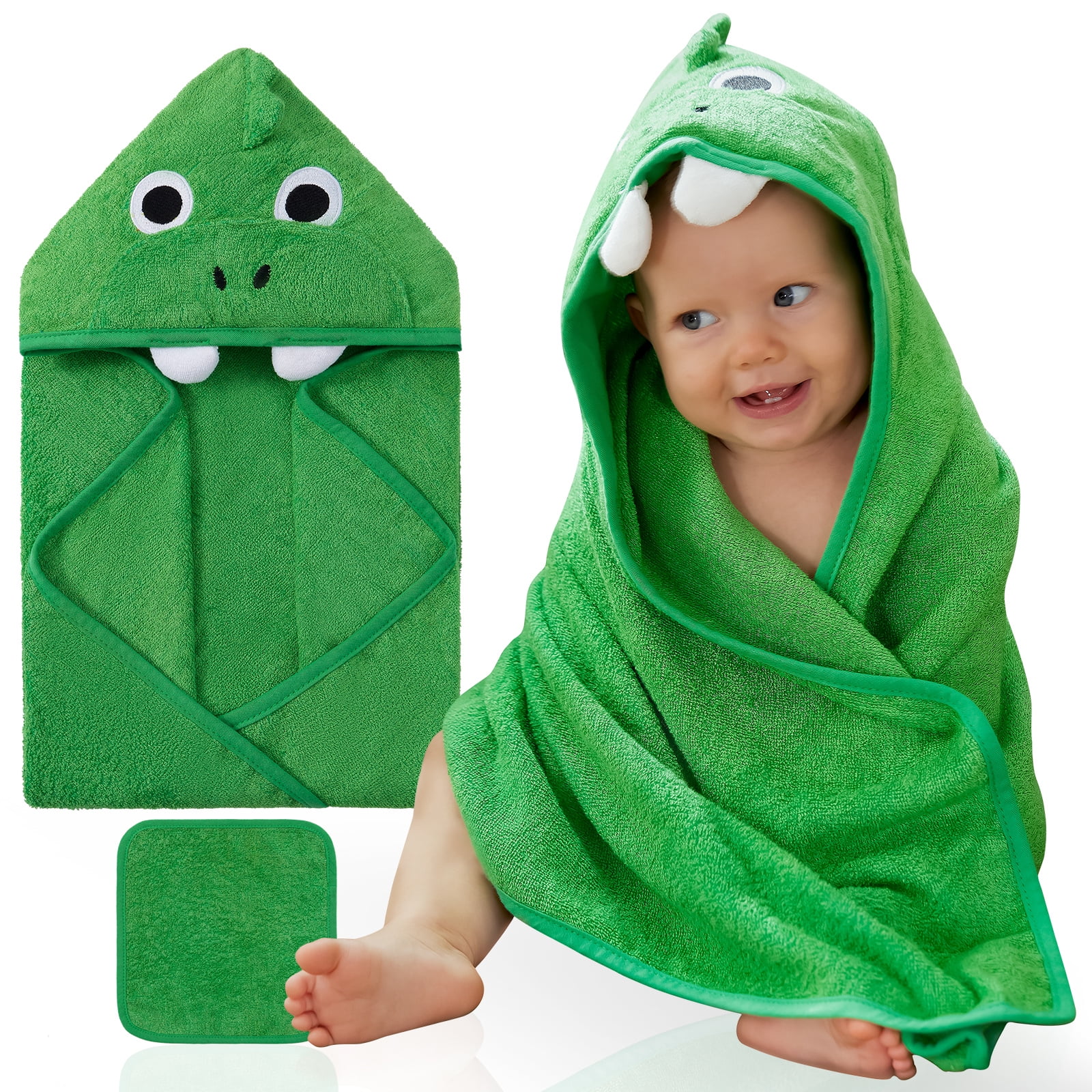 SYNPOS Organic Bamboo Hooded Baby Towel Soft Large Bath Towel for