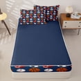 thumbnail image 4 of Castle Fairy Football Soccer Basketball Baseball Zipper Twin Comforter Sets with Fitted Sheet and 2 Pillowcases, Sport Theme Zipper Bedding Set, Blue White,4-Piece,Navy Blue Reversible, 4 of 6