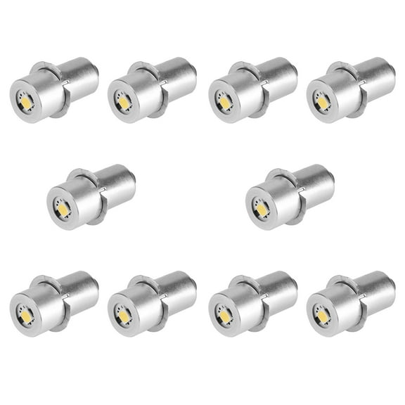 10X 1W P13.5S Led Flashlight Bulb, 100-110LM 2700-7000K Replacement Bulb Torch Lamp Emergency Work Light(3V)