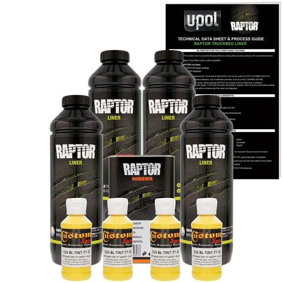 Raptor Safety Yellow Urethane Spray-On Truck Bed Liner Texture Coating, 4 Liters