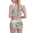 thumbnail image 3 of Daiia The World Map with Cartoon Animals printed 2 piece Swimsuit Bikinis for Women High Waisted Racerback Bathing Suits Summer Tummy Control Scoop Neck Swimwear-XX-Large, 3 of 8