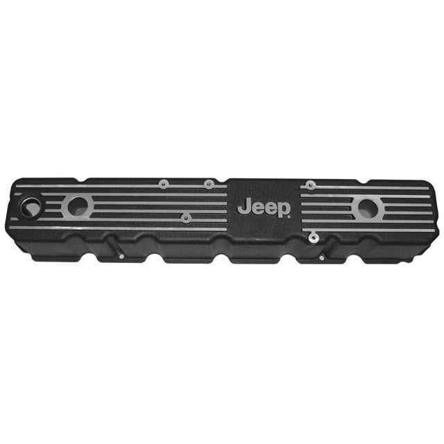 OmixADA Aluminum Valve Cover with Jeep Logo 4.2L; 8186 Jeep CJ7/CJ8