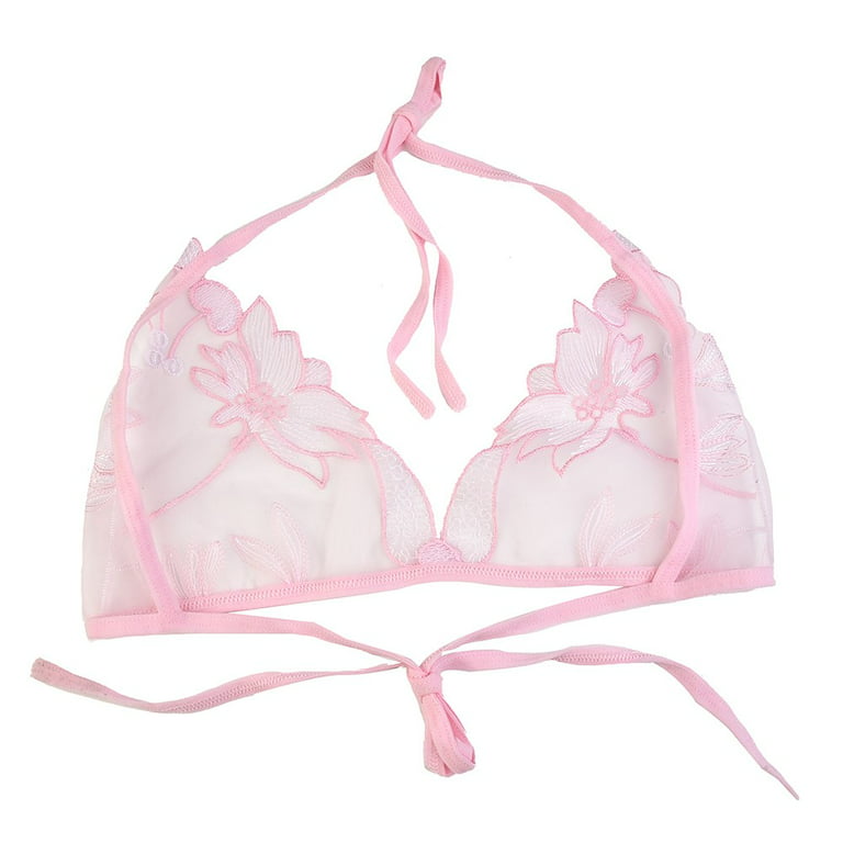 Fancy Women Lace Sheer Lingerie Bra Set Push Up Knicker Thong Underwear  Nightwear Pink 