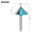thumbnail image 1 of 6mm V Router Bit Tungsten Steel Woodworking Milling Cutter 90 120 135 150 Degree, 1 of 4