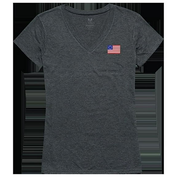 Betsy Ross 1 Graphic V-Neck T-Shirt, Heather Charcoal - Large